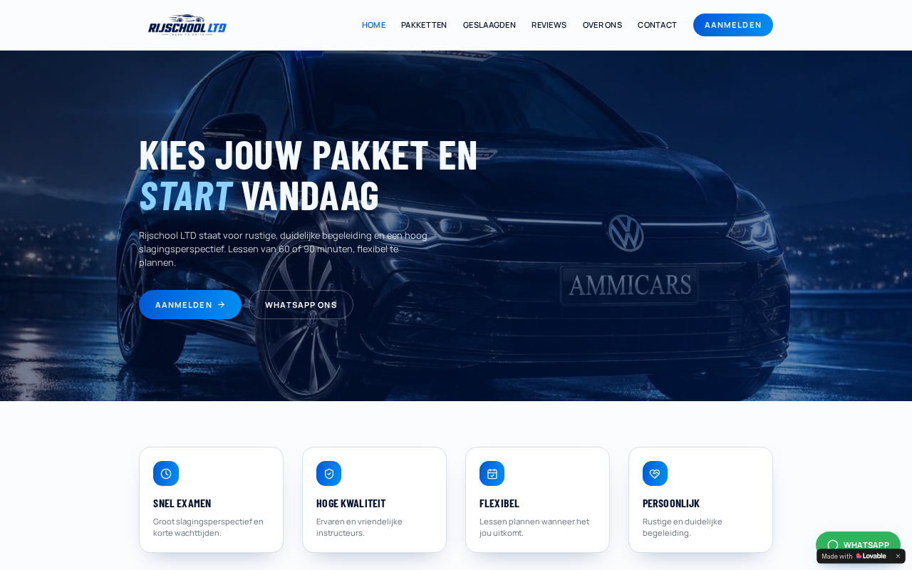 Beginpagina van Rijschool LTD